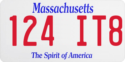 MA license plate 124IT8