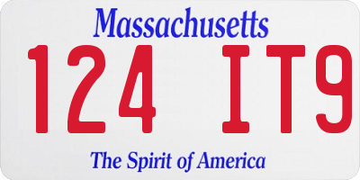 MA license plate 124IT9