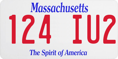 MA license plate 124IU2