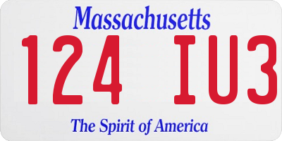 MA license plate 124IU3