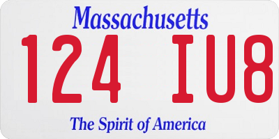 MA license plate 124IU8