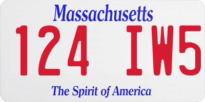MA license plate 124IW5