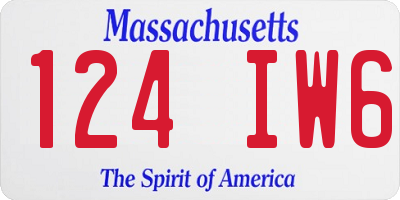 MA license plate 124IW6