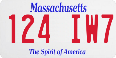 MA license plate 124IW7