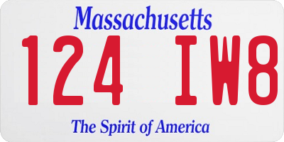 MA license plate 124IW8