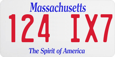 MA license plate 124IX7