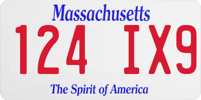 MA license plate 124IX9