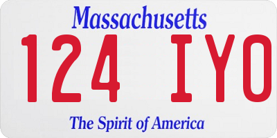 MA license plate 124IY0