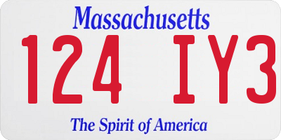 MA license plate 124IY3