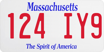 MA license plate 124IY9