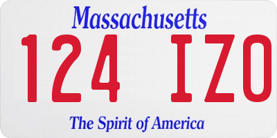 MA license plate 124IZ0