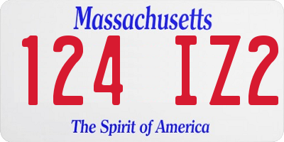 MA license plate 124IZ2