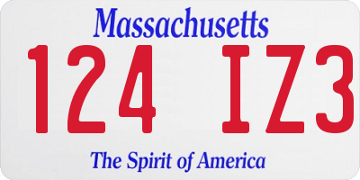 MA license plate 124IZ3