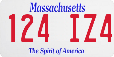 MA license plate 124IZ4