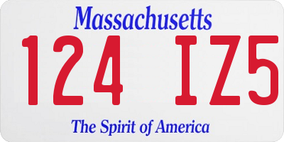 MA license plate 124IZ5