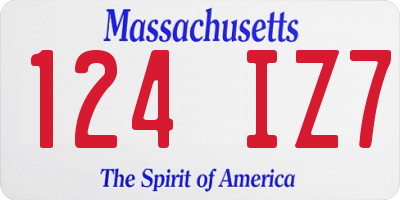 MA license plate 124IZ7