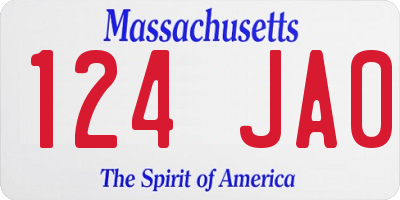 MA license plate 124JA0