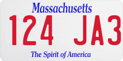MA license plate 124JA3