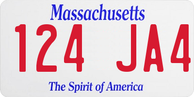MA license plate 124JA4
