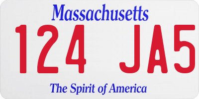 MA license plate 124JA5