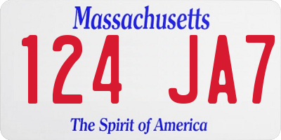 MA license plate 124JA7