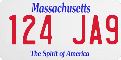 MA license plate 124JA9