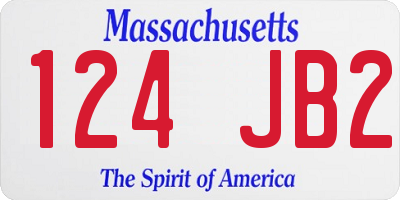 MA license plate 124JB2