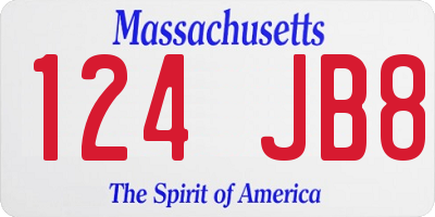 MA license plate 124JB8