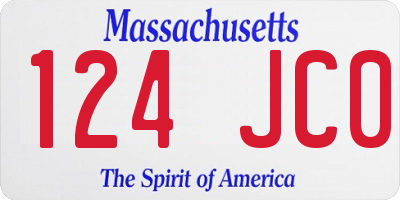 MA license plate 124JC0