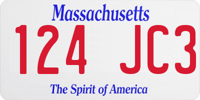 MA license plate 124JC3