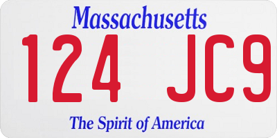 MA license plate 124JC9