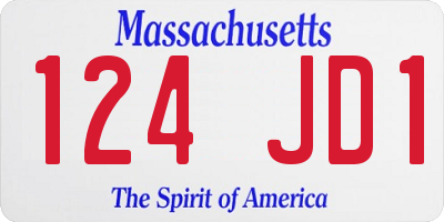 MA license plate 124JD1