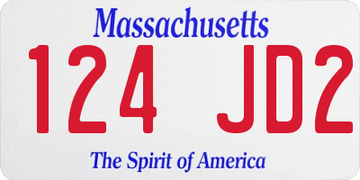 MA license plate 124JD2