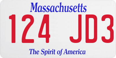 MA license plate 124JD3