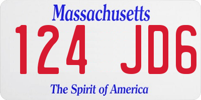 MA license plate 124JD6