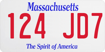 MA license plate 124JD7