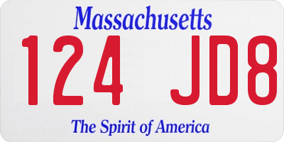 MA license plate 124JD8