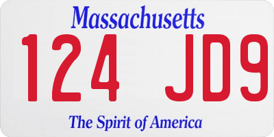 MA license plate 124JD9
