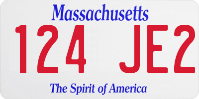 MA license plate 124JE2