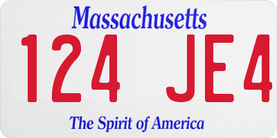 MA license plate 124JE4