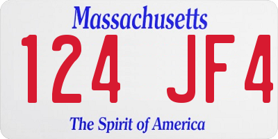 MA license plate 124JF4