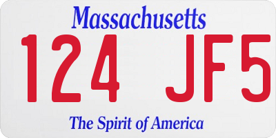 MA license plate 124JF5
