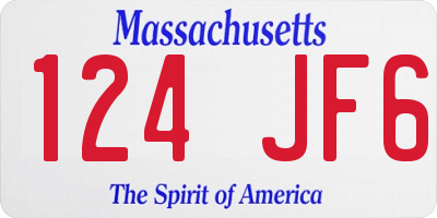 MA license plate 124JF6