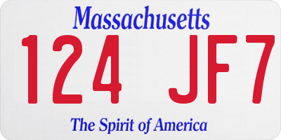 MA license plate 124JF7