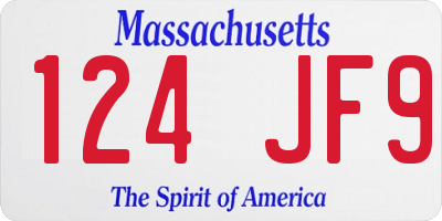 MA license plate 124JF9