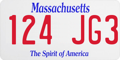 MA license plate 124JG3