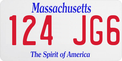 MA license plate 124JG6