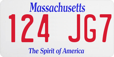 MA license plate 124JG7