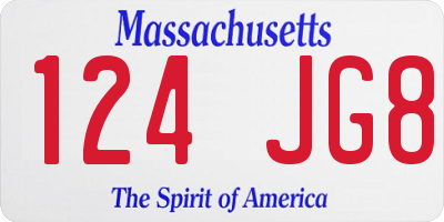 MA license plate 124JG8
