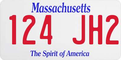 MA license plate 124JH2